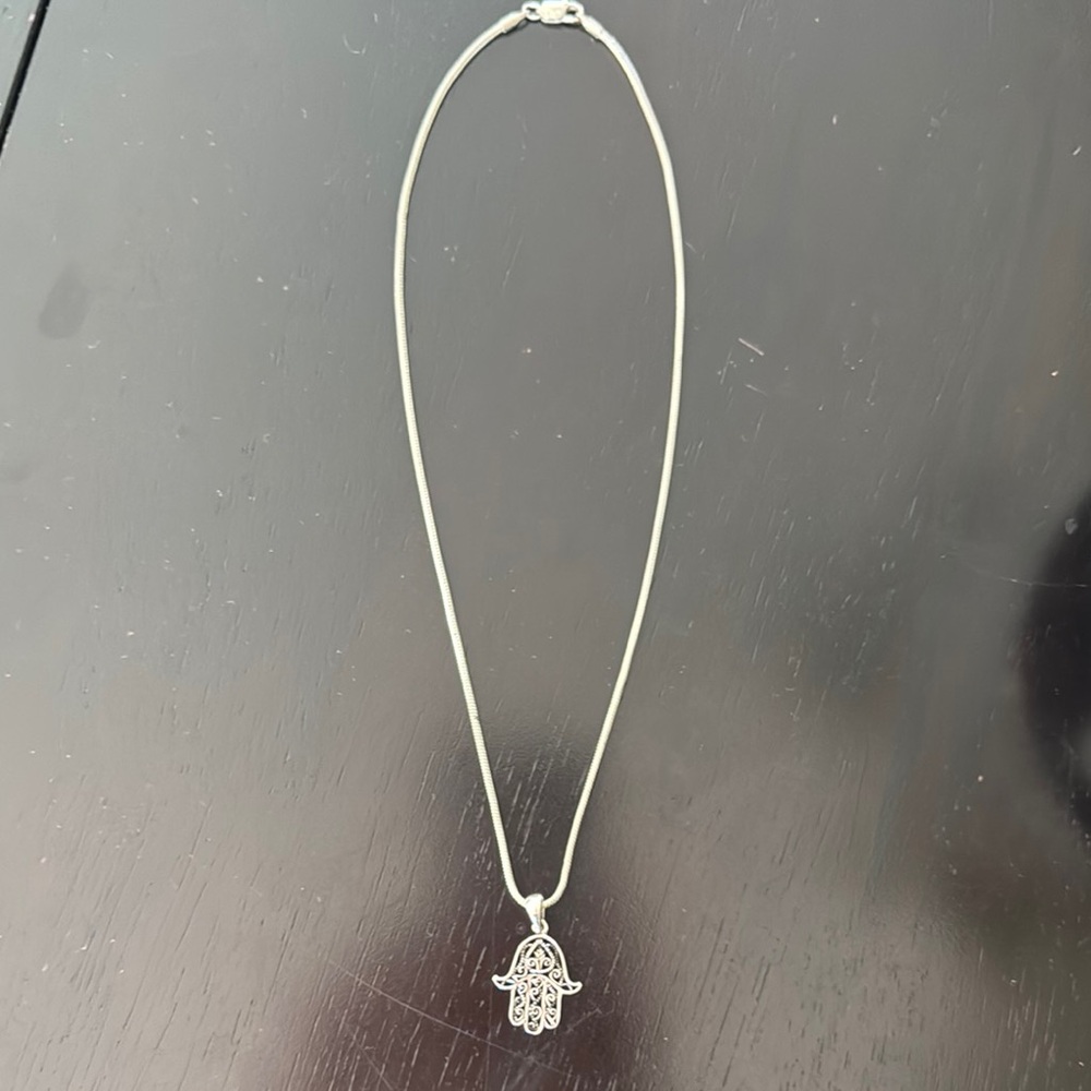 Elegant Silver Hamsa Necklace